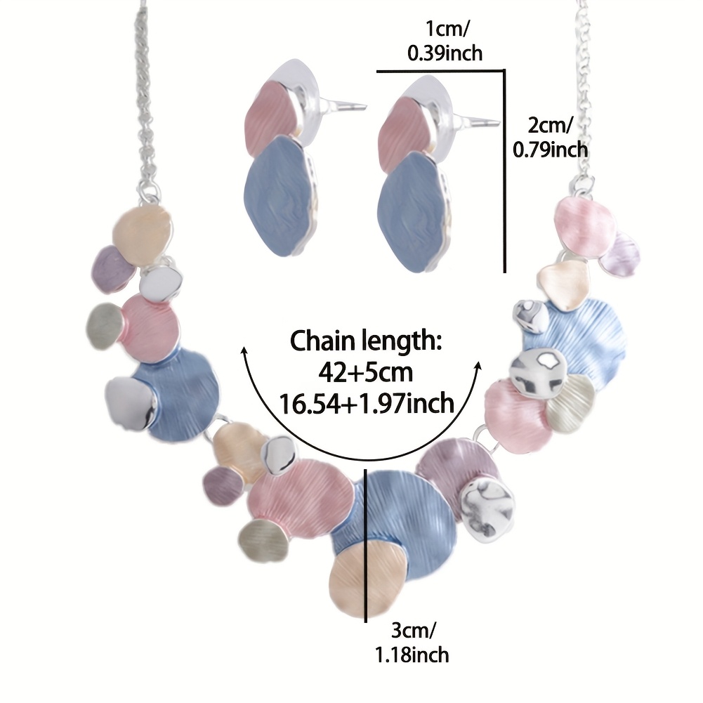 Colorful Enamel Geometric Round Jewelry Set